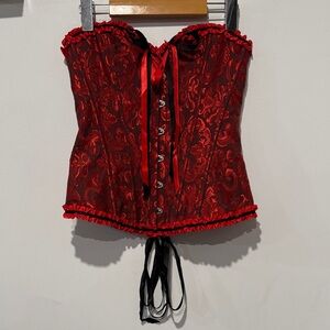 Red Brocade Corset Top